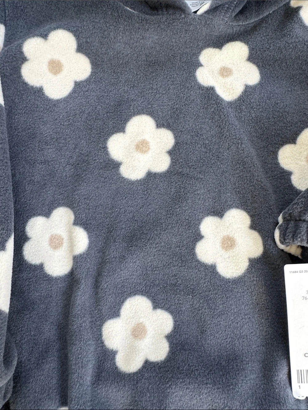 Carter's toddler’s Micro-Fleece Navy Hoodie with White Floral Print